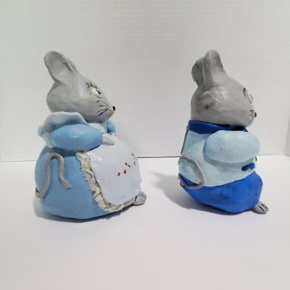 Vintage Hand Made Mom Pop Mice Statue Figurine 7 inch Grandma Grandpa Mouse - Picture 6 of 15